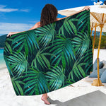 Dark Tropical Palm Leaves Pattern Print Beach Sarong Wrap