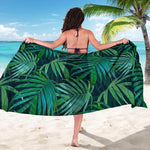 Dark Tropical Palm Leaves Pattern Print Beach Sarong Wrap