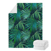 Dark Tropical Palm Leaves Pattern Print Blanket