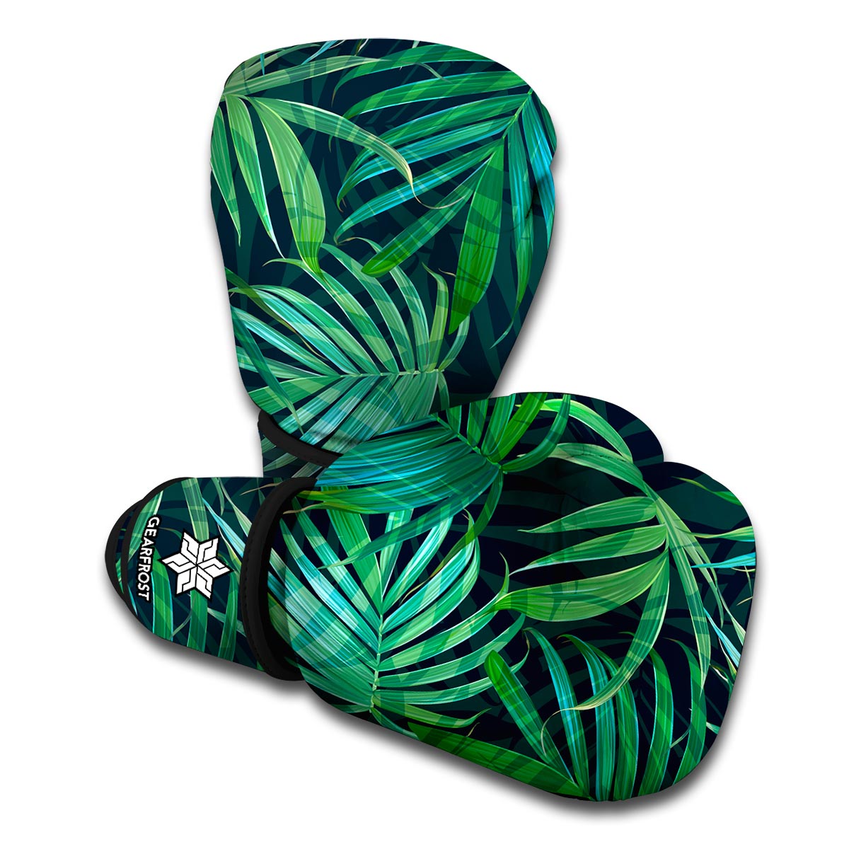 Dark Tropical Palm Leaves Pattern Print Boxing Gloves