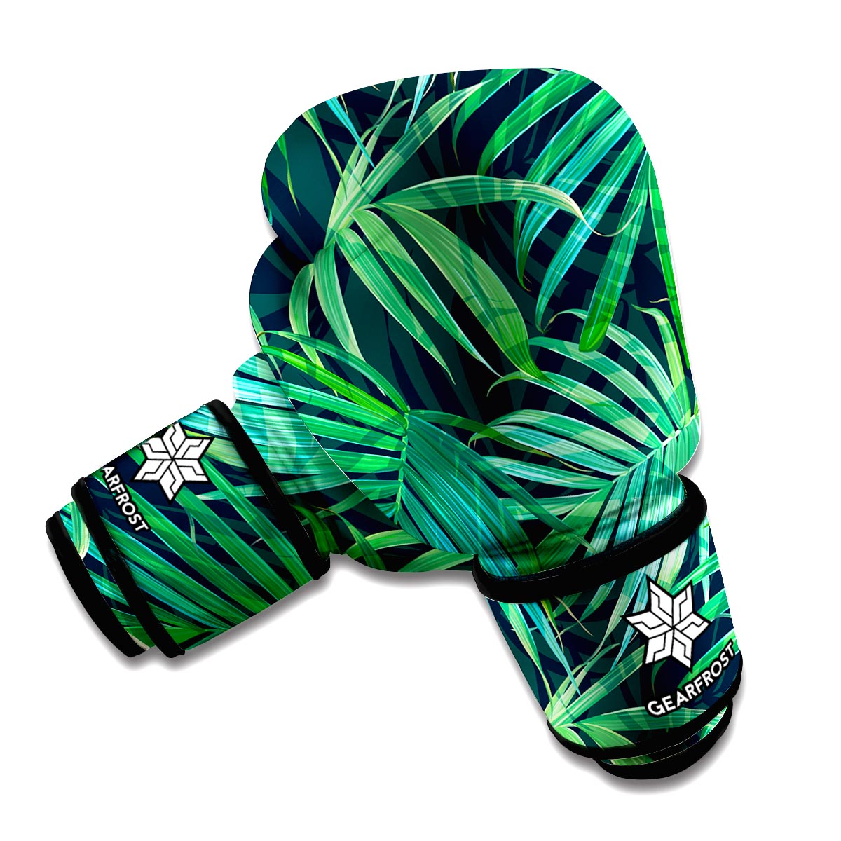 Dark Tropical Palm Leaves Pattern Print Boxing Gloves