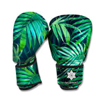 Dark Tropical Palm Leaves Pattern Print Boxing Gloves