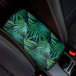 Dark Tropical Palm Leaves Pattern Print Car Center Console Cover