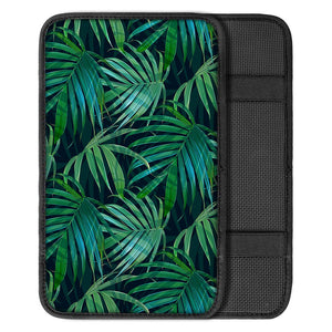 Dark Tropical Palm Leaves Pattern Print Car Center Console Cover