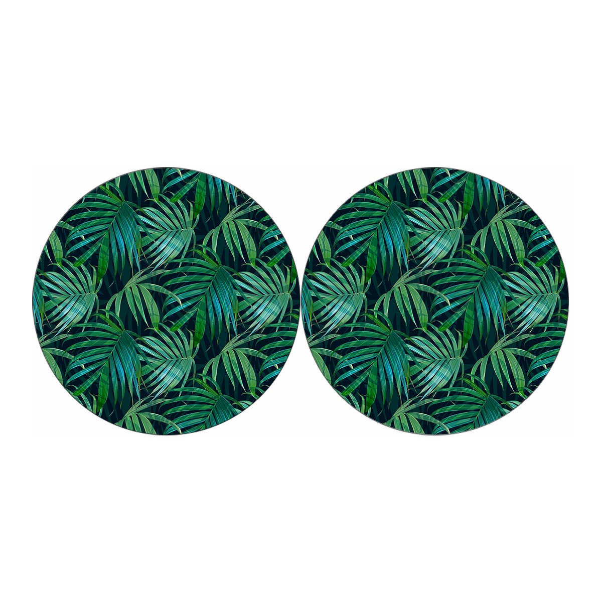 Dark Tropical Palm Leaves Pattern Print Car Coasters