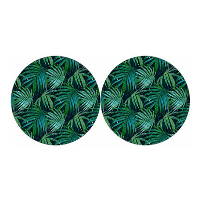 Dark Tropical Palm Leaves Pattern Print Car Coasters