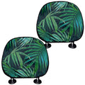 Dark Tropical Palm Leaves Pattern Print Car Headrest Covers