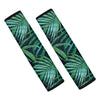 Dark Tropical Palm Leaves Pattern Print Car Seat Belt Covers