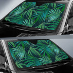 Dark Tropical Palm Leaves Pattern Print Car Sun Shade GearFrost