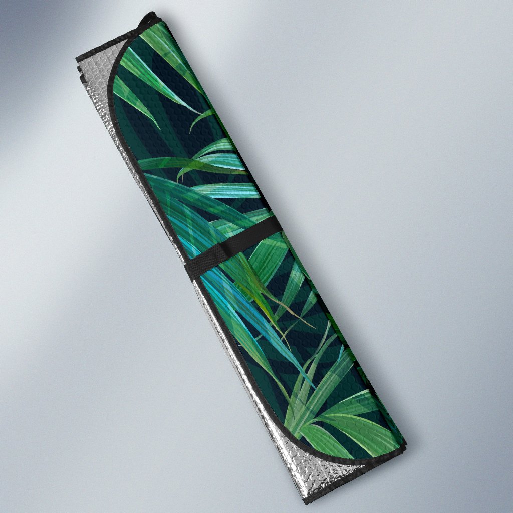 Dark Tropical Palm Leaves Pattern Print Car Sun Shade GearFrost