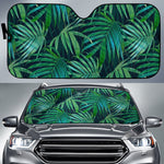 Dark Tropical Palm Leaves Pattern Print Car Sun Shade GearFrost