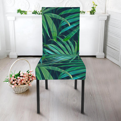 Dark Tropical Palm Leaves Pattern Print Dining Chair Slipcover