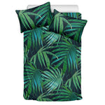 Dark Tropical Palm Leaves Pattern Print Duvet Cover Bedding Set