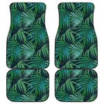 Dark Tropical Palm Leaves Pattern Print Front and Back Car Floor Mats