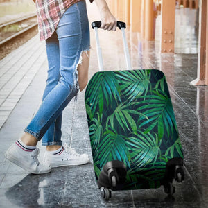 Dark Tropical Palm Leaves Pattern Print Luggage Cover GearFrost