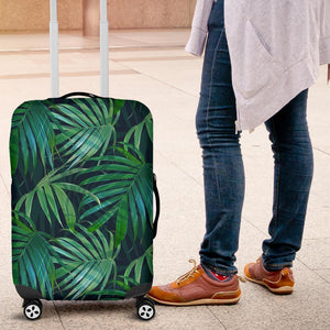 Dark Tropical Palm Leaves Pattern Print Luggage Cover GearFrost