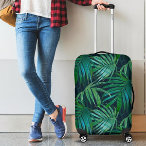 Dark Tropical Palm Leaves Pattern Print Luggage Cover GearFrost