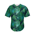 Dark Tropical Palm Leaves Pattern Print Men's Baseball Jersey