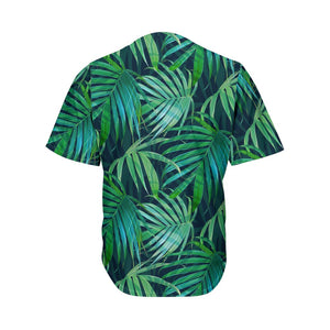 Dark Tropical Palm Leaves Pattern Print Men's Baseball Jersey