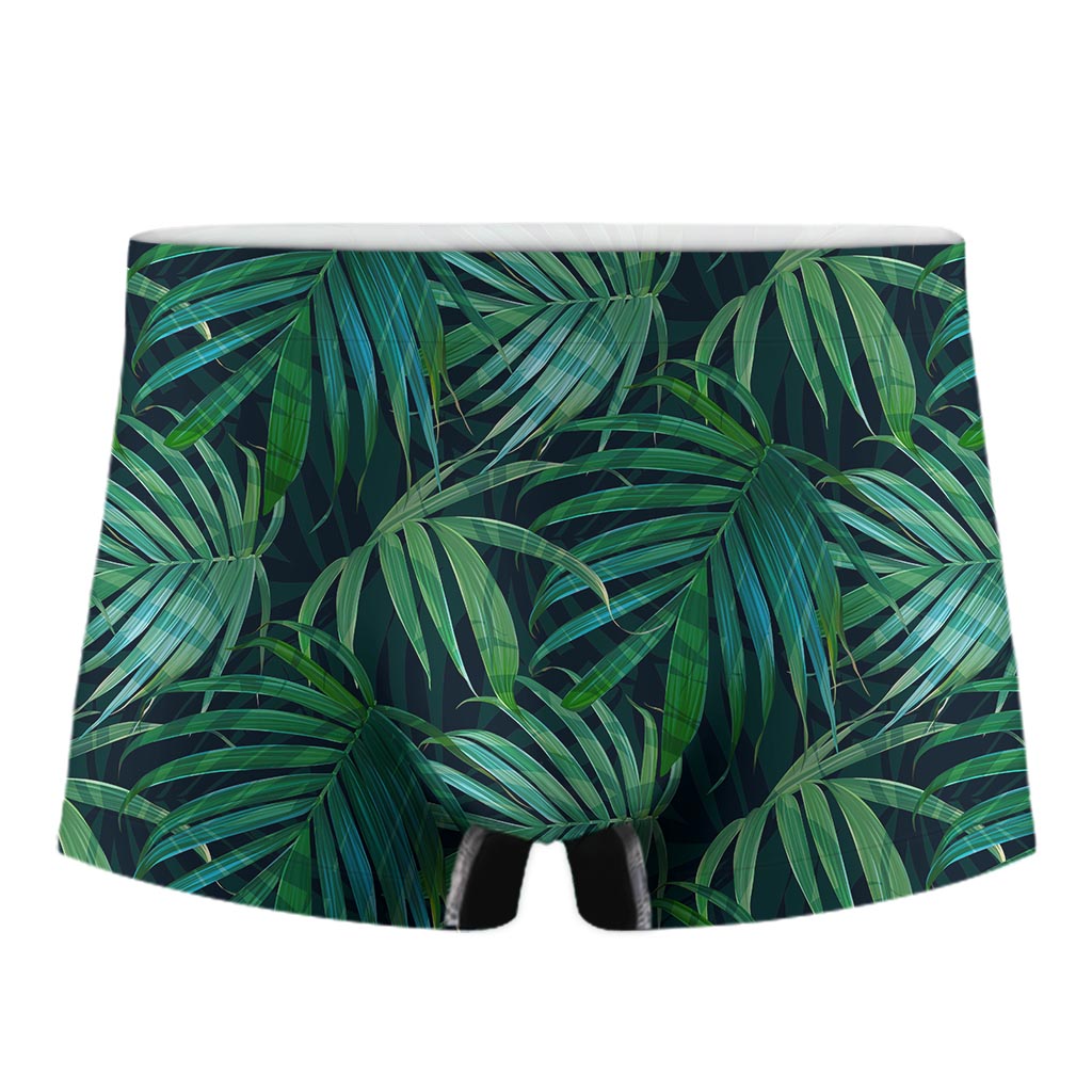 Dark Tropical Palm Leaves Pattern Print Men's Boxer Briefs