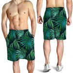 Dark Tropical Palm Leaves Pattern Print Men's Shorts