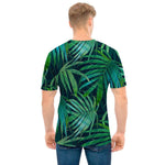 Dark Tropical Palm Leaves Pattern Print Men's T-Shirt