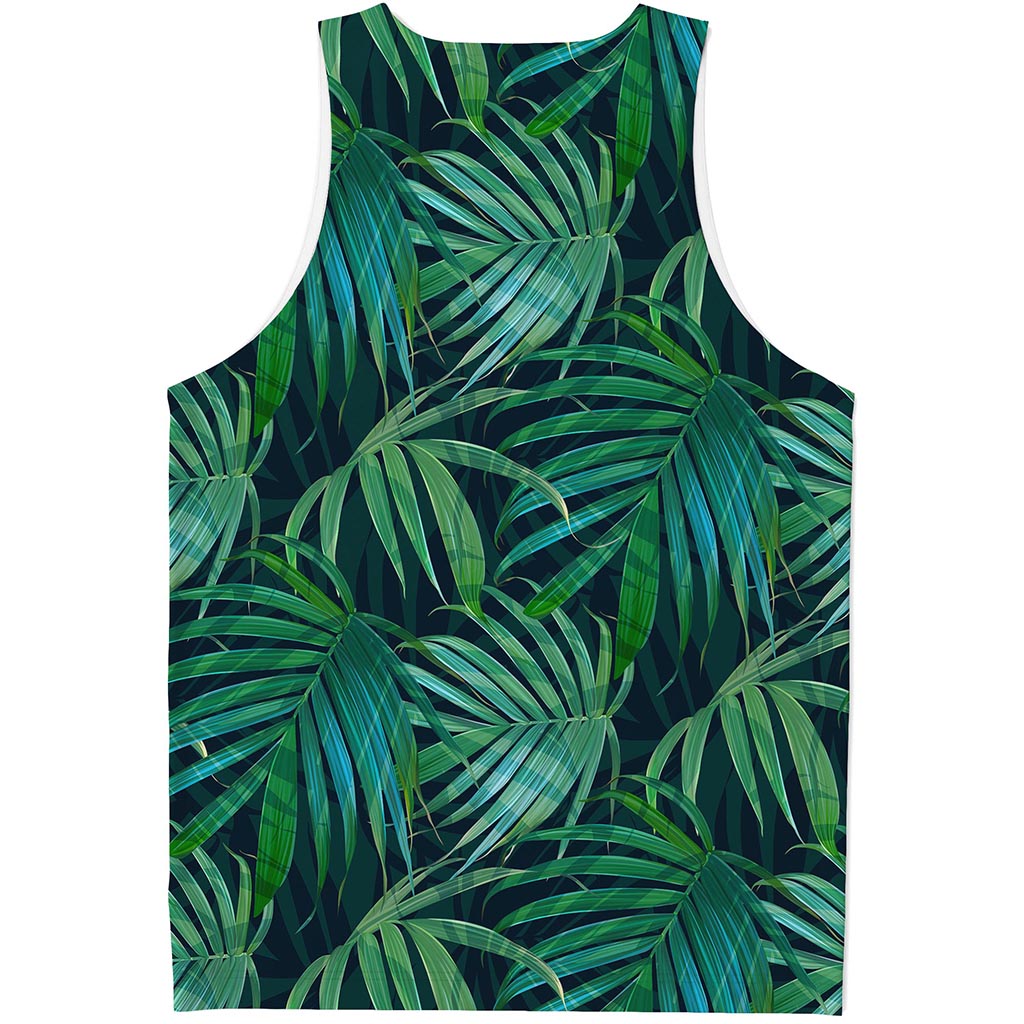 Dark Tropical Palm Leaves Pattern Print Men's Tank Top