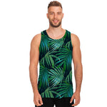 Dark Tropical Palm Leaves Pattern Print Men's Tank Top