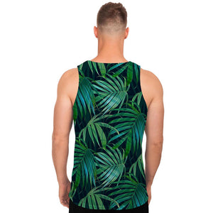 Dark Tropical Palm Leaves Pattern Print Men's Tank Top