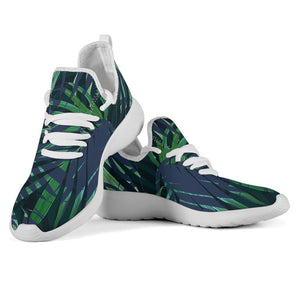 Dark Tropical Palm Leaves Pattern Print Mesh Knit Shoes GearFrost