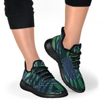 Dark Tropical Palm Leaves Pattern Print Mesh Knit Shoes GearFrost