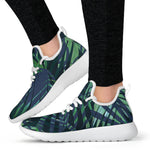 Dark Tropical Palm Leaves Pattern Print Mesh Knit Shoes GearFrost