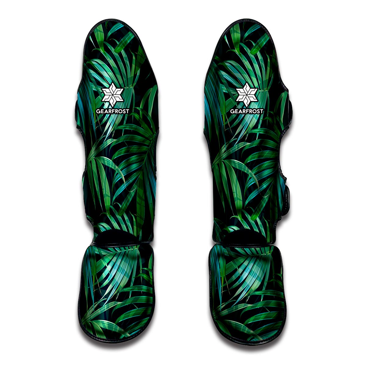 Dark Tropical Palm Leaves Pattern Print Muay Thai Shin Guard