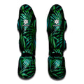 Dark Tropical Palm Leaves Pattern Print Muay Thai Shin Guards