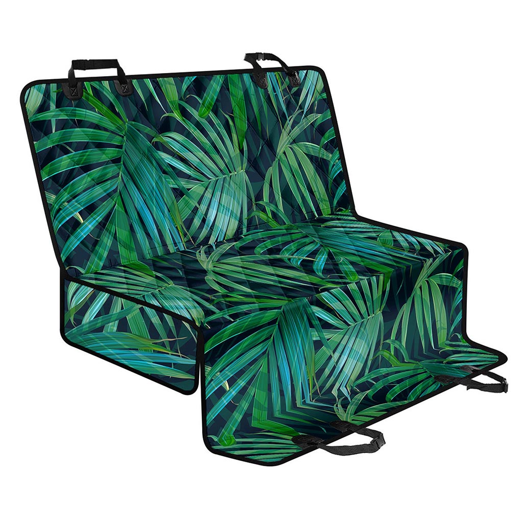 Dark Tropical Palm Leaves Pattern Print Pet Car Back Seat Cover