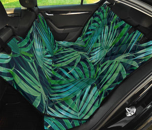 Dark Tropical Palm Leaves Pattern Print Pet Car Back Seat Cover