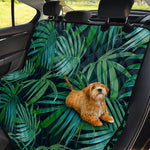 Dark Tropical Palm Leaves Pattern Print Pet Car Back Seat Cover