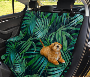 Dark Tropical Palm Leaves Pattern Print Pet Car Back Seat Cover