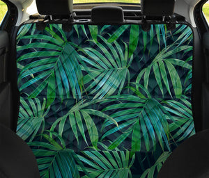 Dark Tropical Palm Leaves Pattern Print Pet Car Back Seat Cover