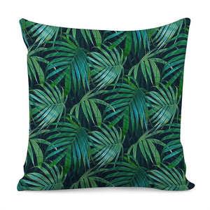 Dark Tropical Palm Leaves Pattern Print Pillow Cover