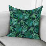 Dark Tropical Palm Leaves Pattern Print Pillow Cover