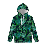 Dark Tropical Palm Leaves Pattern Print Pullover Hoodie