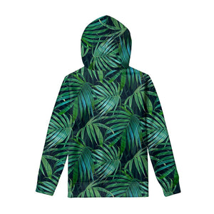 Dark Tropical Palm Leaves Pattern Print Pullover Hoodie