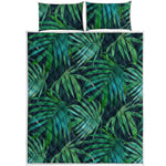 Dark Tropical Palm Leaves Pattern Print Quilt Bed Set