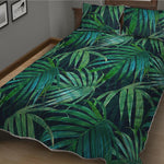 Dark Tropical Palm Leaves Pattern Print Quilt Bed Set