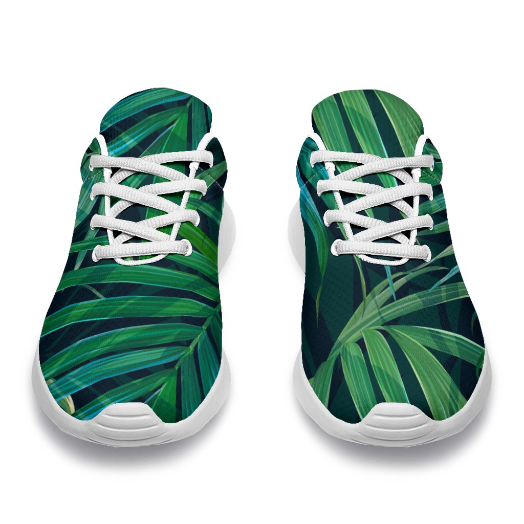 Dark Tropical Palm Leaves Pattern Print Sport Shoes GearFrost