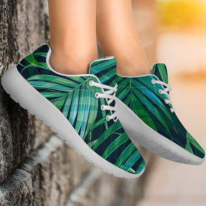 Dark Tropical Palm Leaves Pattern Print Sport Shoes GearFrost