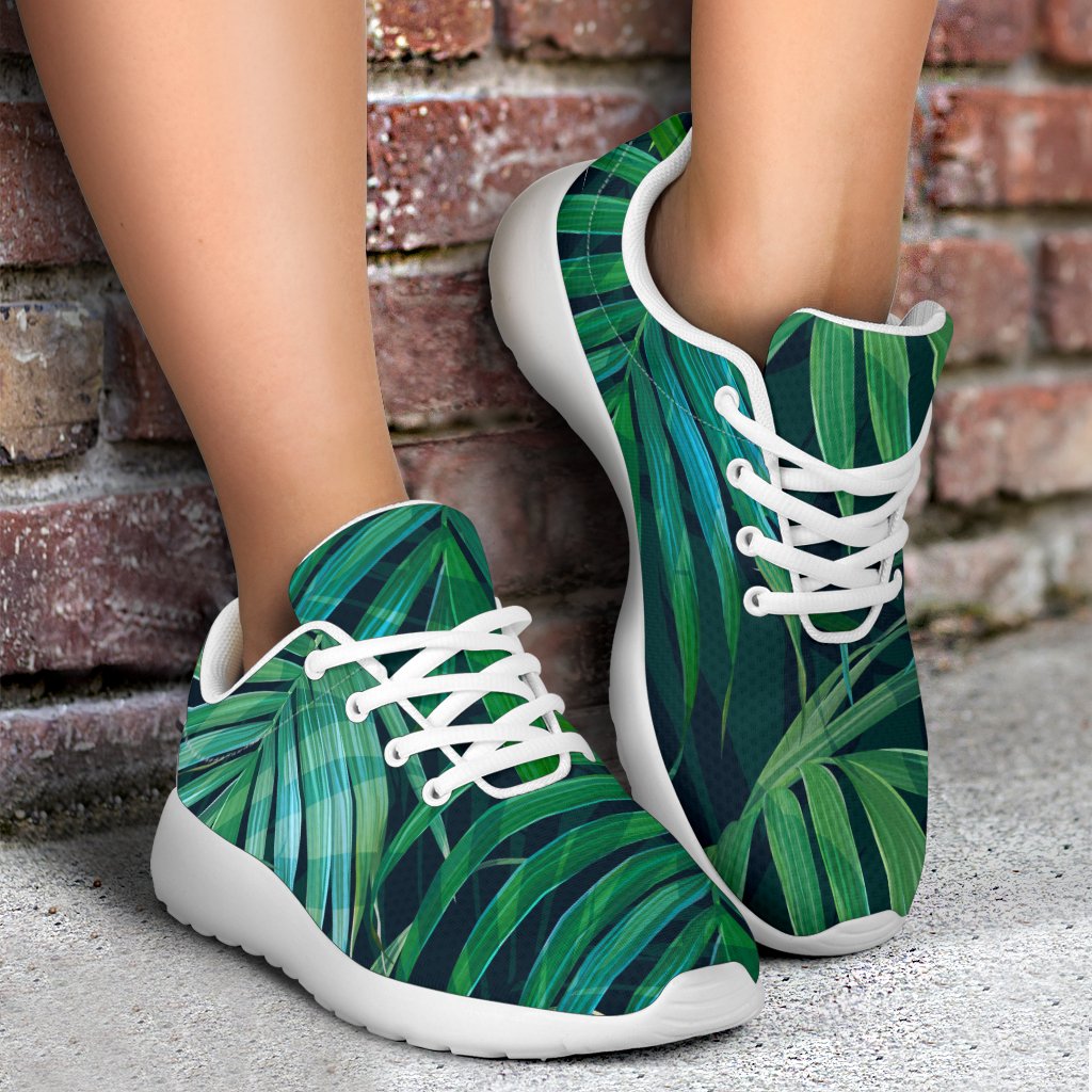 Dark Tropical Palm Leaves Pattern Print Sport Shoes GearFrost