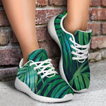 Dark Tropical Palm Leaves Pattern Print Sport Shoes GearFrost