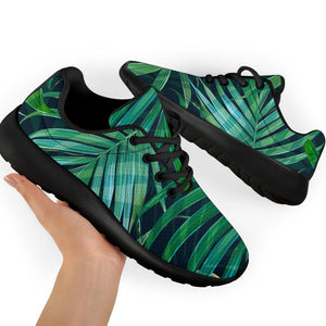 Dark Tropical Palm Leaves Pattern Print Sport Shoes GearFrost